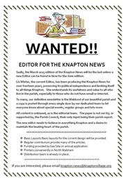 Wanted Editor for the Knapton News